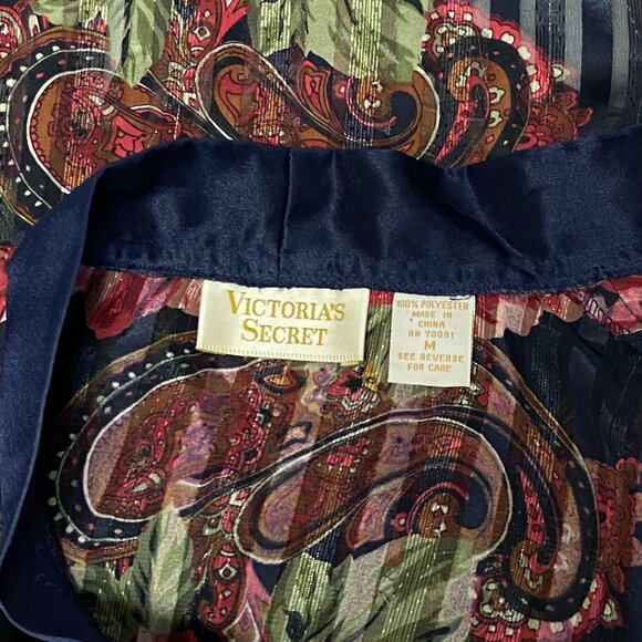 Victorias Secret Gold Label Vintage Sheer Floral Stripe Paisley Button Up Blouse - Picture 11 of 12